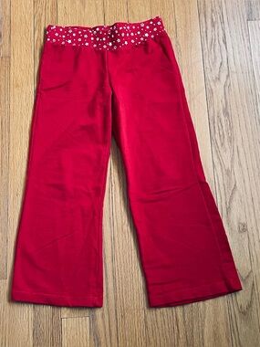 Faded Glory Red Girls Star Waistband Joggers Sweatpants Size S(6-6S)